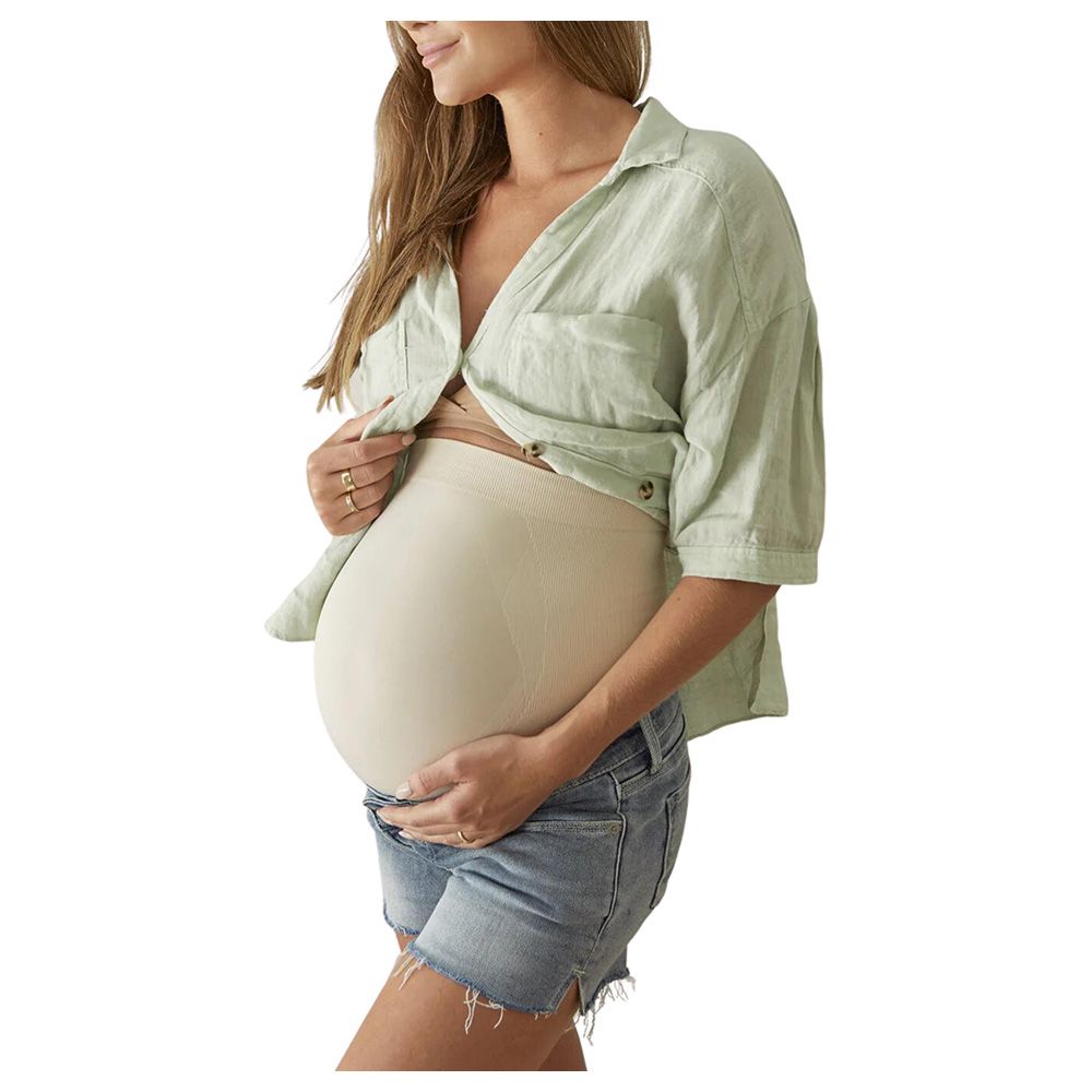 Mums & Bumps - Blanqi - Maternity Belly Support Jeans Shorts - Light Stone Wash