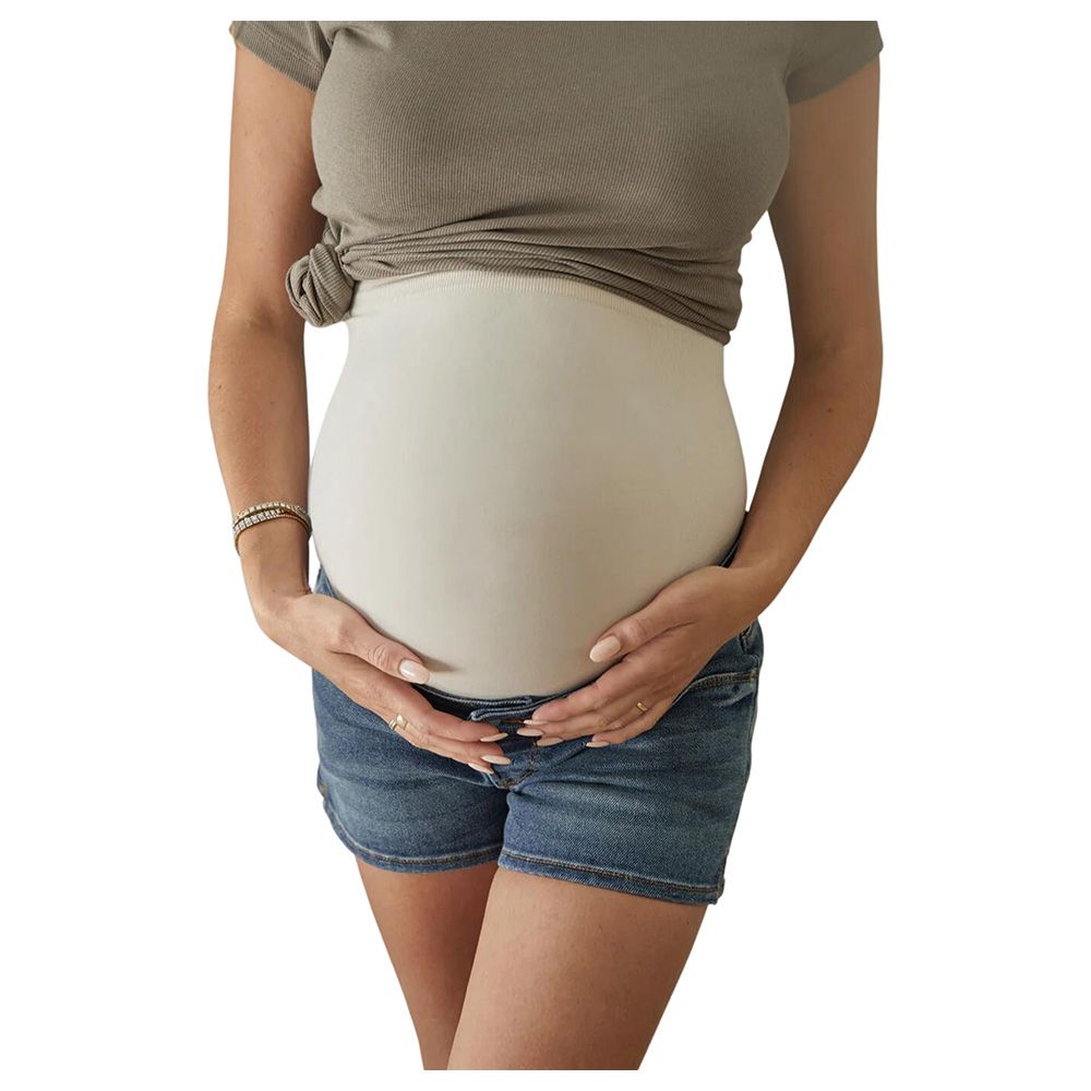 Mums & Bumps - Blanqi - Maternity Belly Support Denim Shorts - Indigo Wash