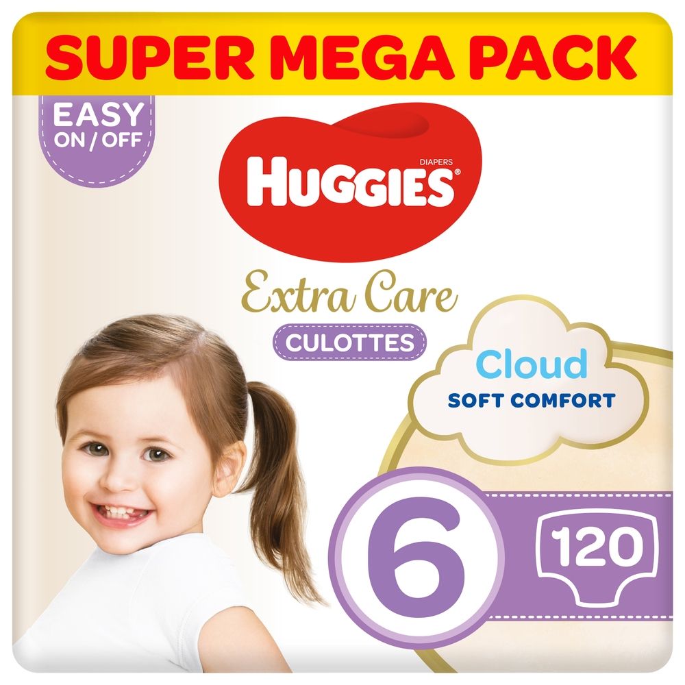 Huggies - Extra Care Culottes, Size 6, 15-25 kg, Super Mega Pack, 120 Diaper Pants