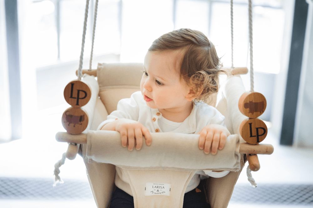 Larisa & Pumpkin - Baby Swing - Brown Striped