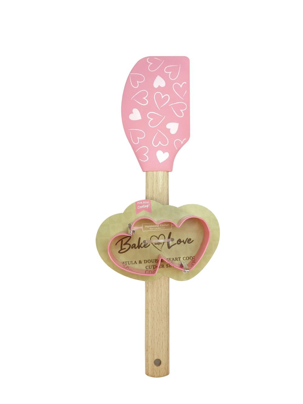 Handstand Kitchen - Silicone Spatula and Heart Cookie Cutter - Bake with Love - 2 Pcs