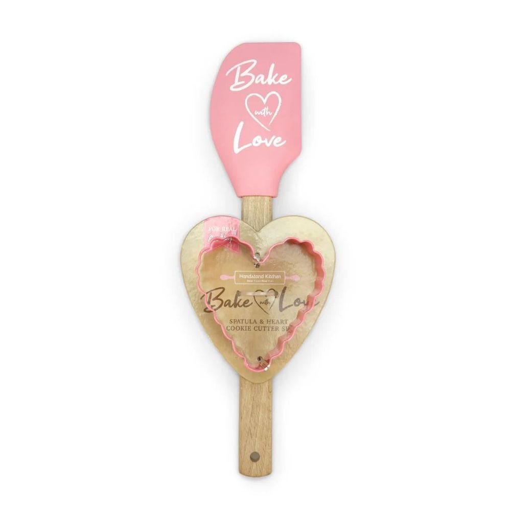 Handstand Kitchen - Bake with Love Silicone Spatula and Cookie Cutter - 2 Pcs