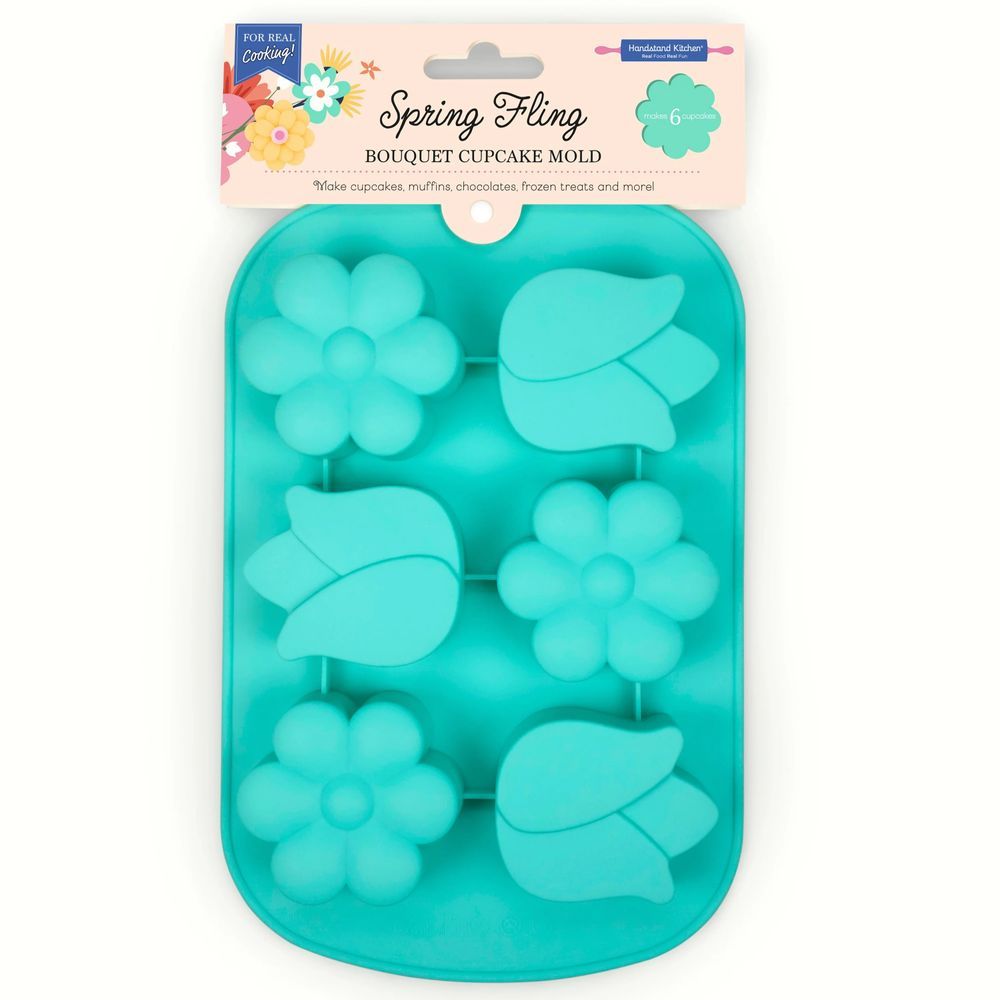 Handstand Kitchen - Flowers Cupcake Mold - Sky Blue