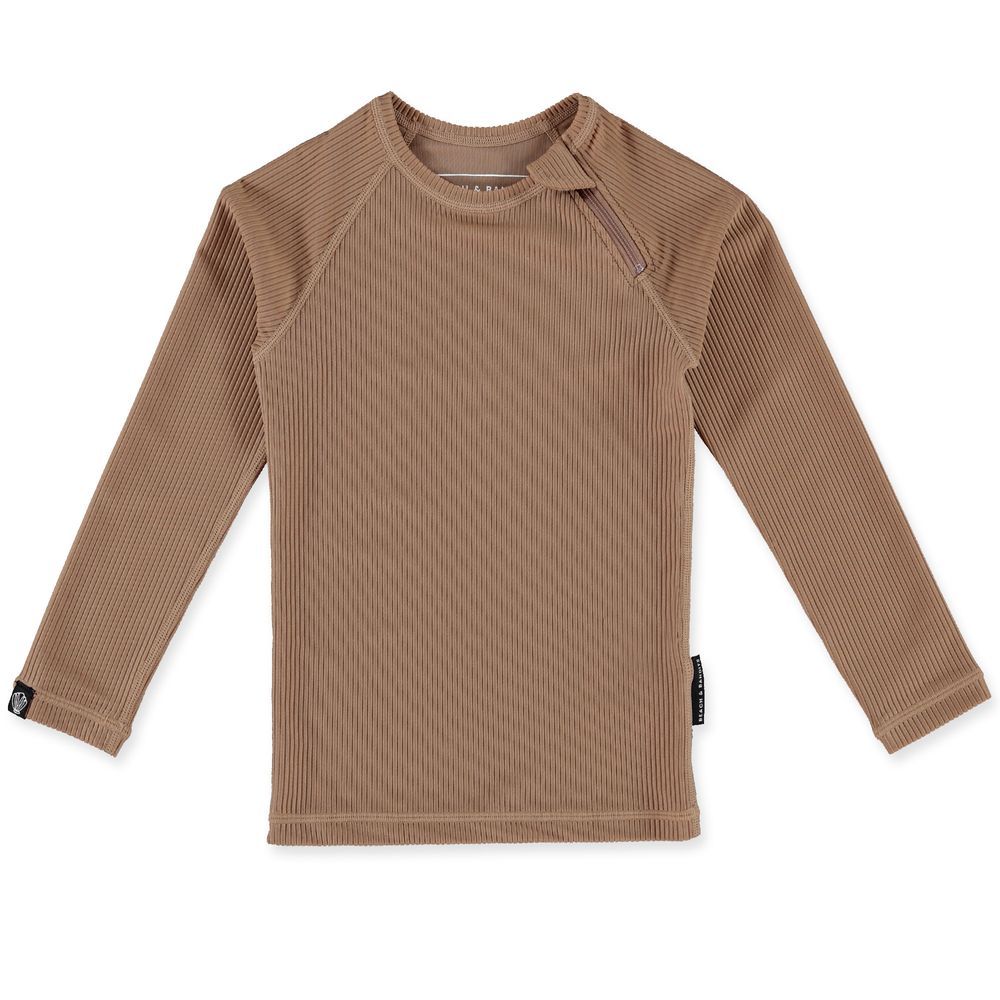 Beach & Bandits - Ribbed Long Sleeve Swim Tee - Chocolate