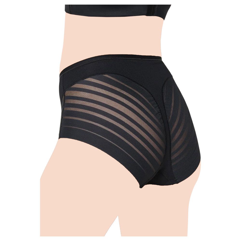 Mums & Bumps - Leonisa - Lace Stripe Undetectable Classic Shaper Panty - Black