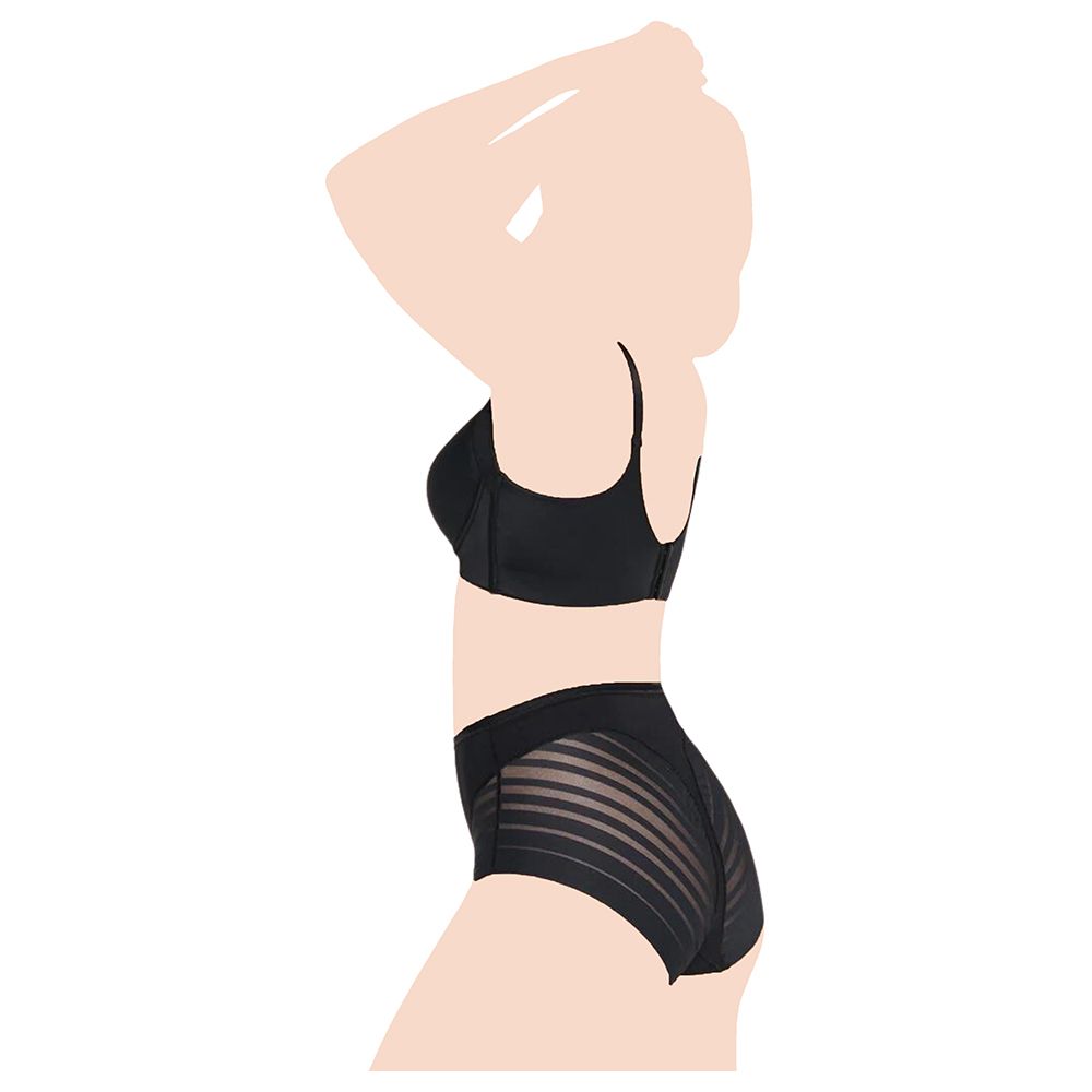 Mums & Bumps - Leonisa - Lace Stripe Undetectable Classic Shaper Panty - Black