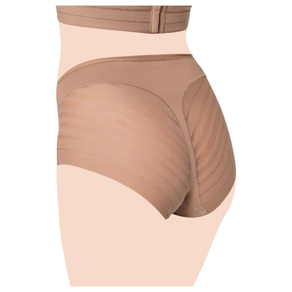 Mums & Bumps - Leonisa - Lace Stripe Undetectable Classic Shaper Panty - Brown