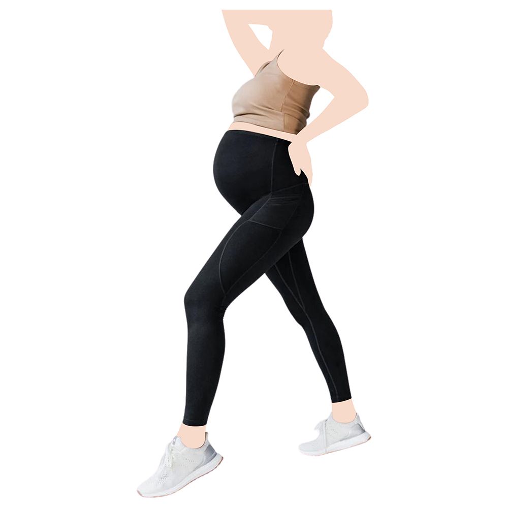 Mums & Bumps - Blanqi - Active Maternity Pocket Leggings - Black