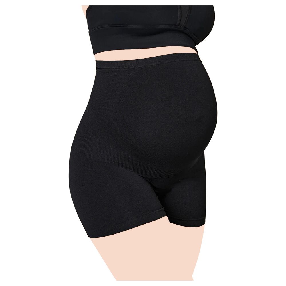 Mums & Bumps - Blanqi - Seamless Maternity Over Belly Support Boy shorts - Black