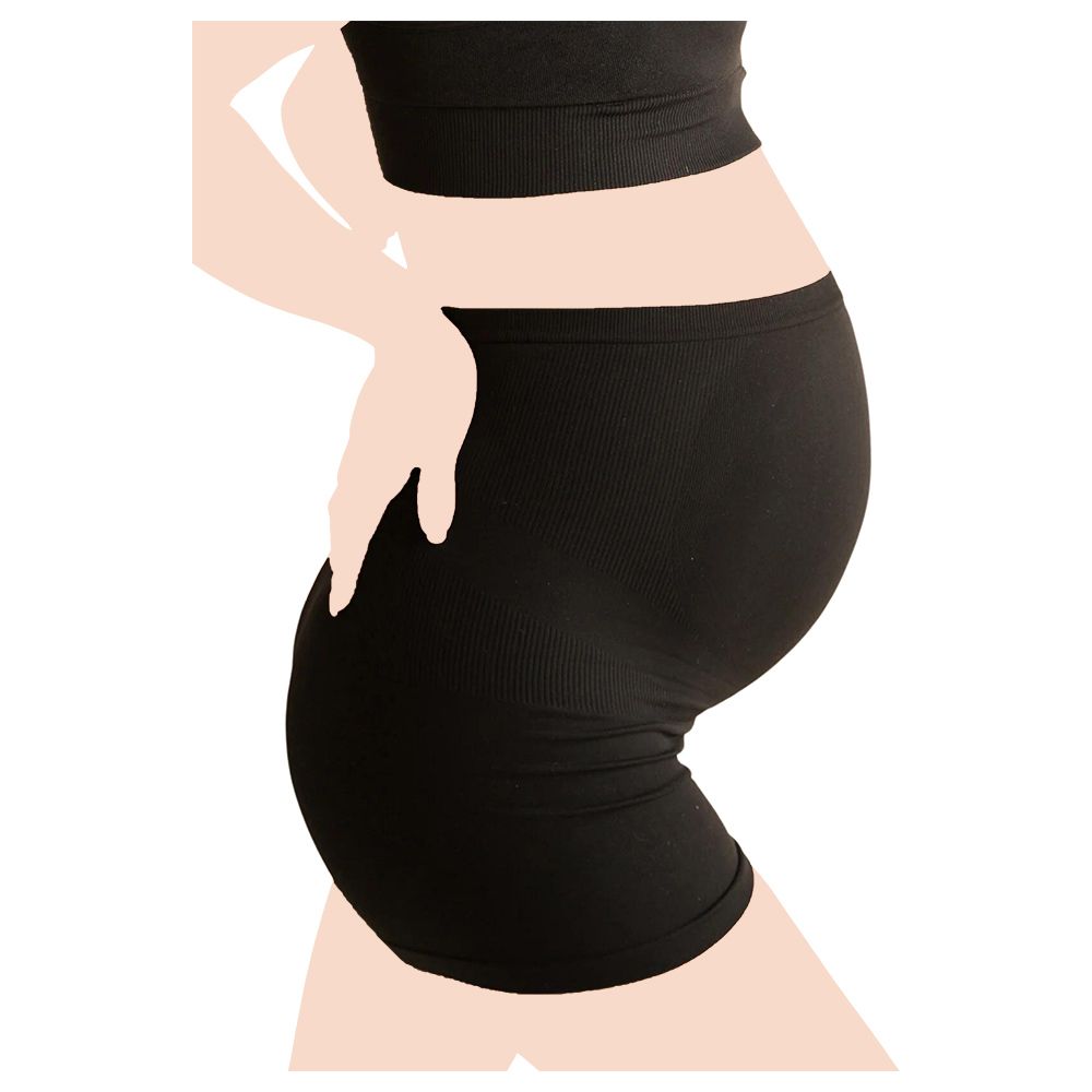 Mums & Bumps - Blanqi - Seamless Maternity Over Belly Support Boy shorts - Black