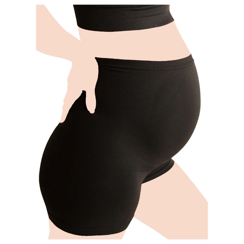 Mums & Bumps - Blanqi - Seamless Maternity Over Belly Support Boy shorts - Black