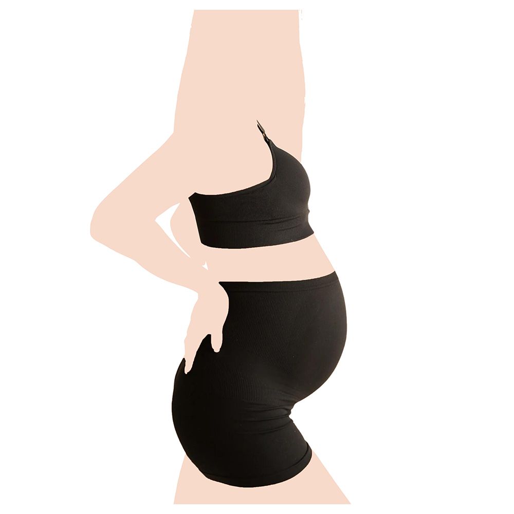 Mums & Bumps - Blanqi - Seamless Maternity Over Belly Support Boy shorts - Black