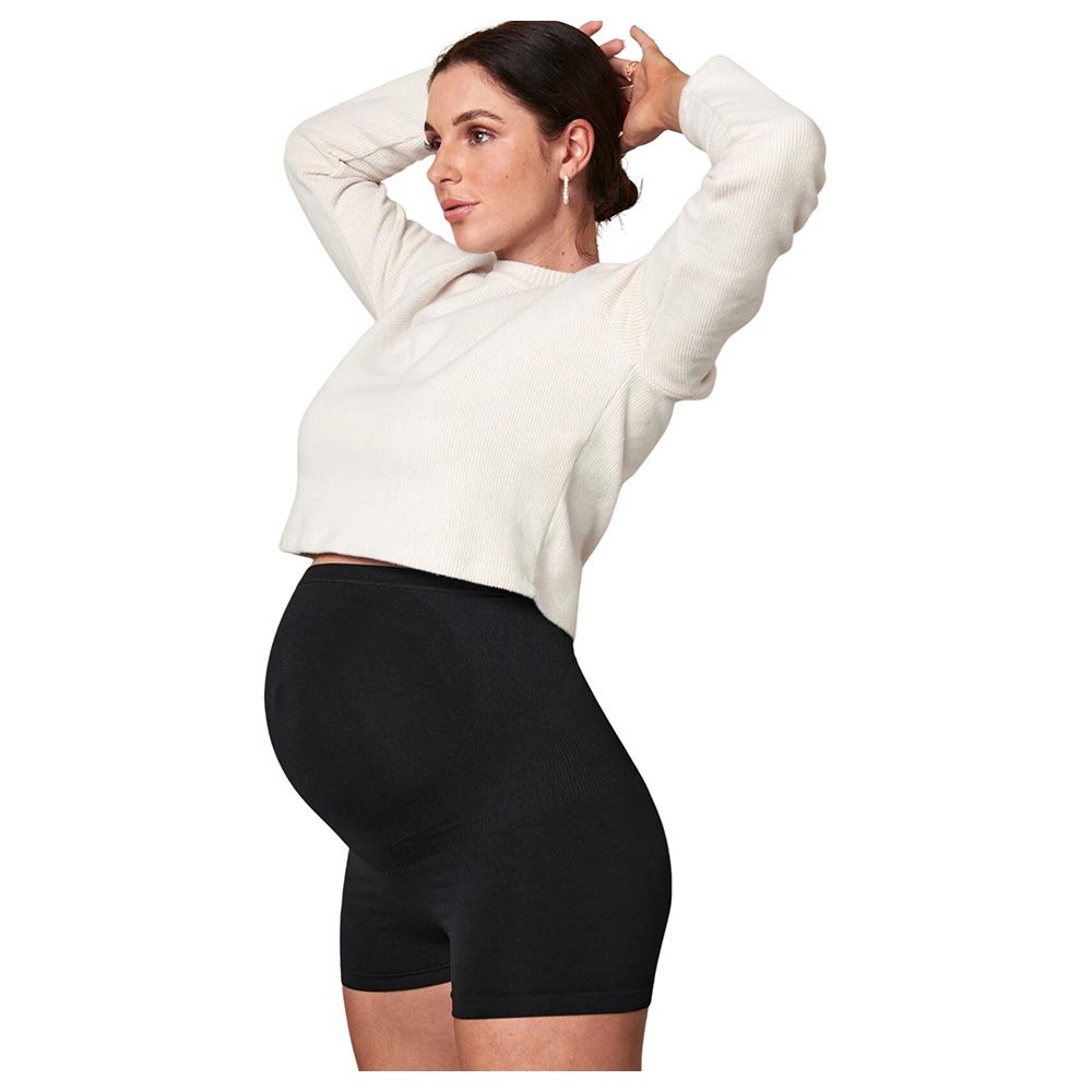 Mums & Bumps - Blanqi - Seamless Maternity Over Belly Support Boy shorts - Black