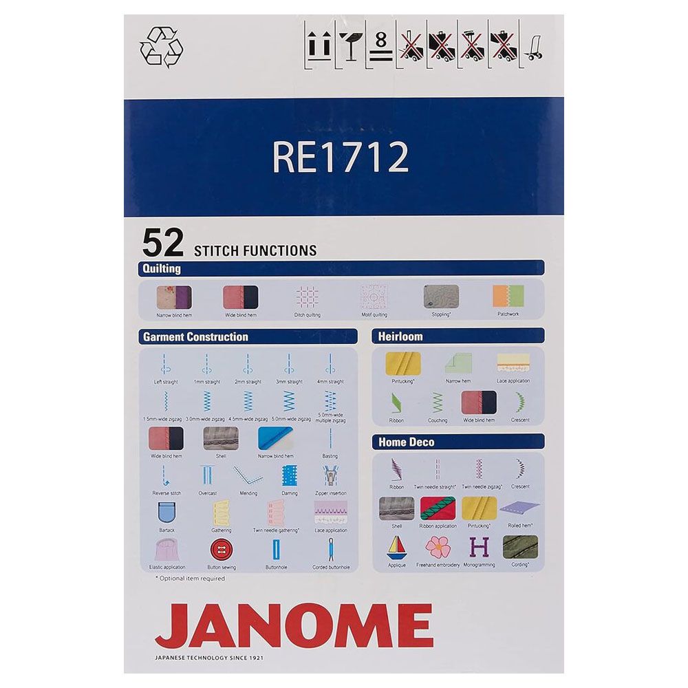 Janome - 1712 Sewing Machine 12 Stitches - white