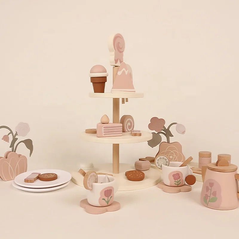 Woody Buddy - Afternoon Tea Snacks Playset - Pink - 19 Pcs