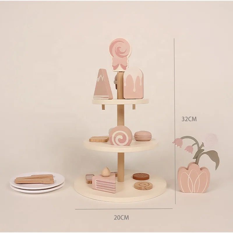 Woody Buddy - Afternoon Tea Snacks Playset - Pink - 19 Pcs