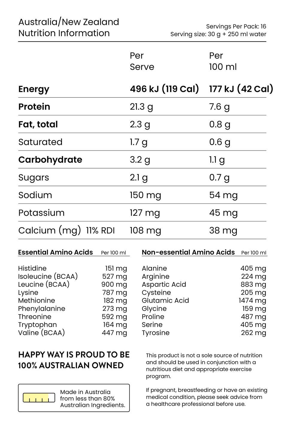 Happy Way - Whey Banana Protein Powder - 500g