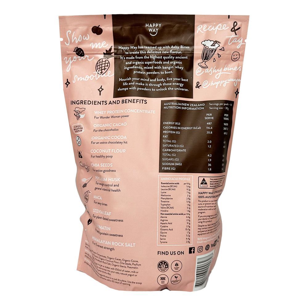 Happy Way - Whey Triple Choc Fudge Protein Powder - 500g