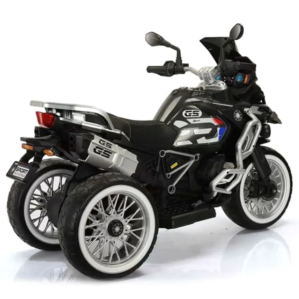 Factual Toys - Battery Operated Power Riding Motorcycle W/ 3 Wheel - 12V - Black