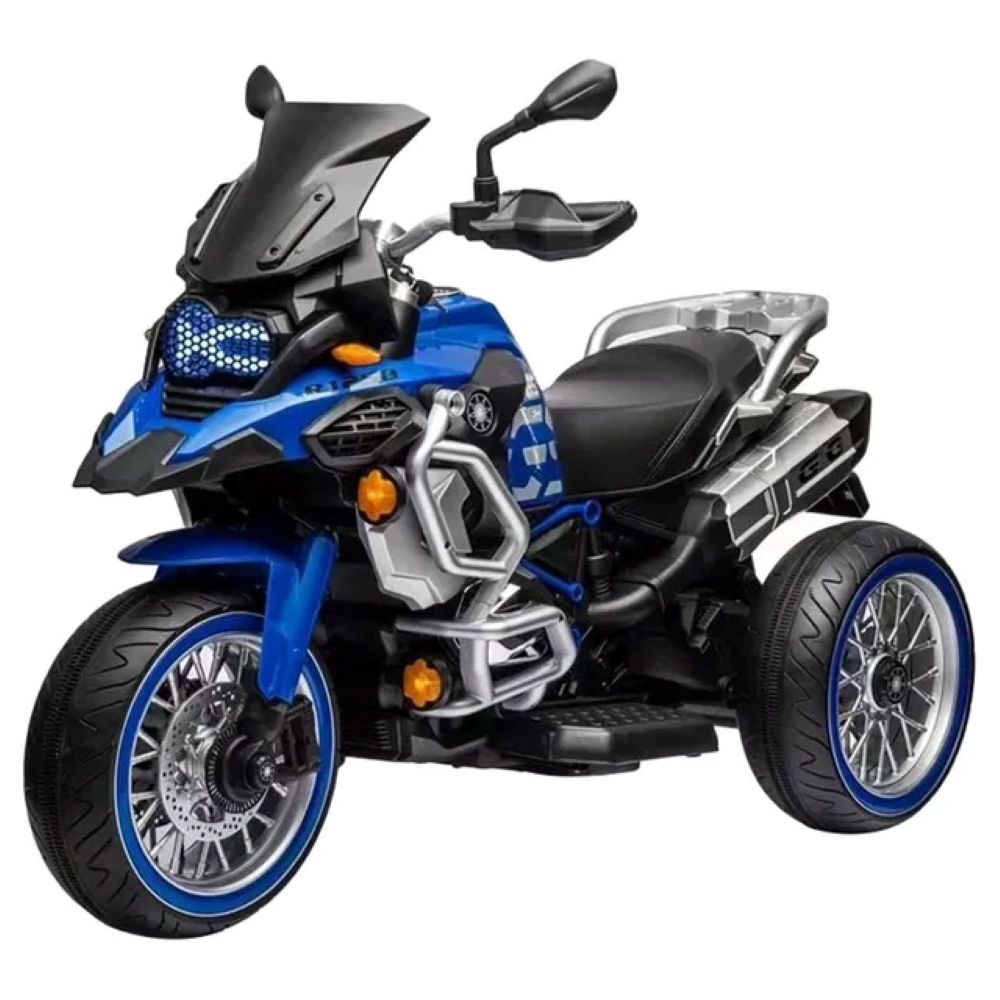 Factual Toys - Battery Operated Power Riding Motorcycle W/ 3 Wheel - 12V - Blue