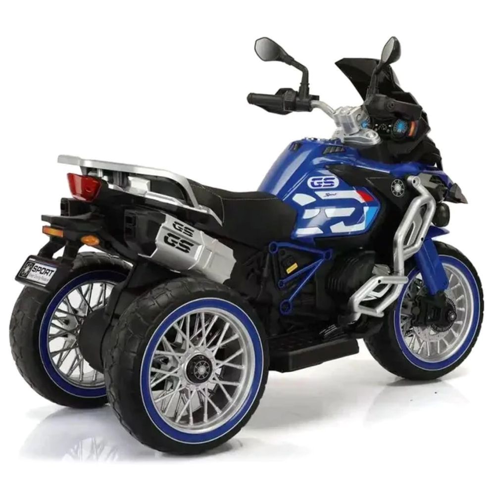 Factual Toys - Battery Operated Power Riding Motorcycle W/ 3 Wheel - 12V - Blue