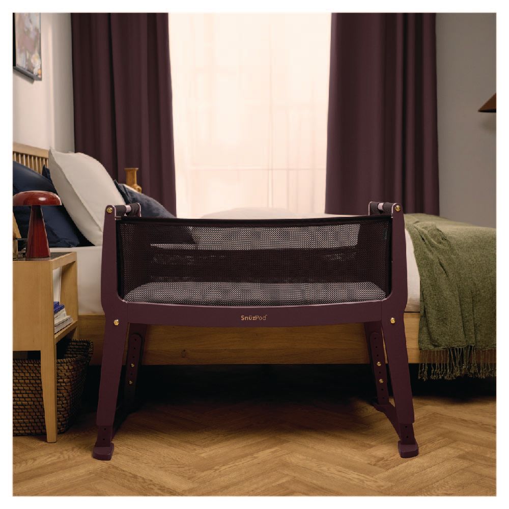 Snuz - Pod Studio Bedside Crib - Rome/Burgundy