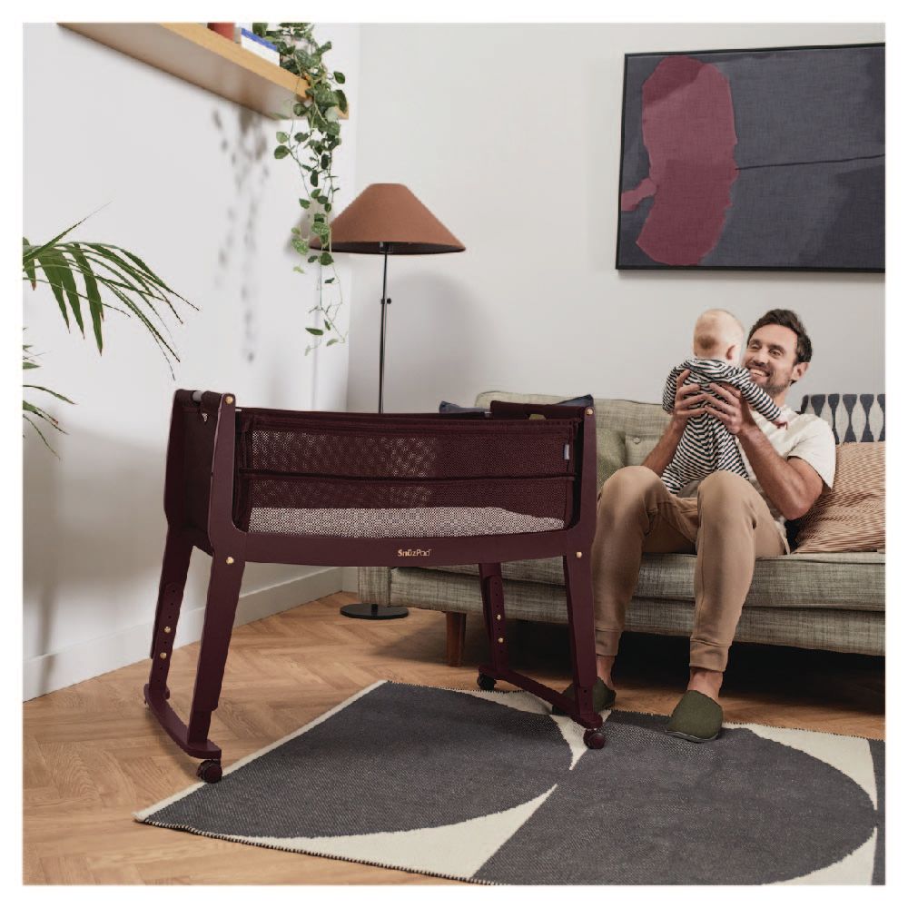 Snuz - Pod Studio Bedside Crib - Rome/Burgundy