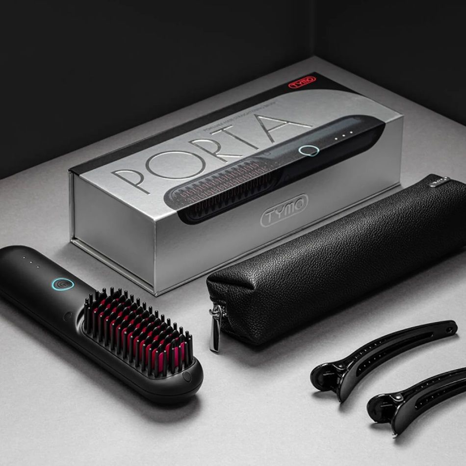 Tymo - Porta Cordless Portable Hair Straightening Brush - Black