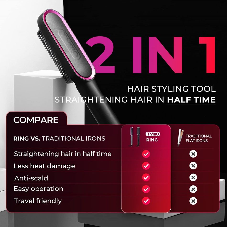 Tymo - Ring Hair Straightening Brush - Black