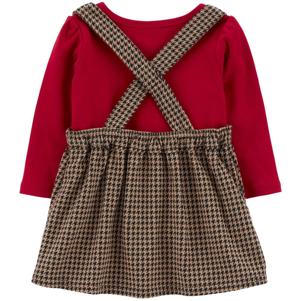 Carters - 3pc-Set - Bodysuit, Pinafore Dress & Tights - Red