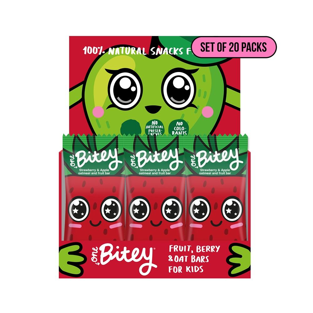 One Bitey - Fruit & Oat Bars - Strawberry and Apple - 30g - Pack of 20