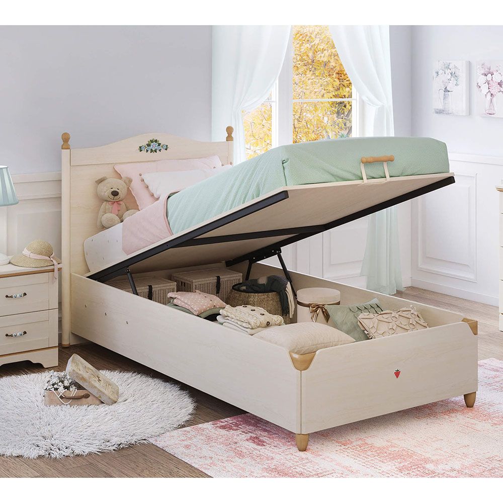 Cilek - Flora Bed With Base - Beige - 120x200 cm