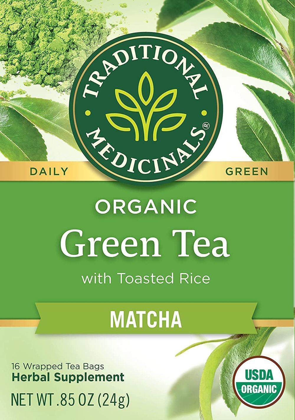 Traditional Medicinals - Organic Green Tea Matcha Toasted Rice Tea - 16 Teabags