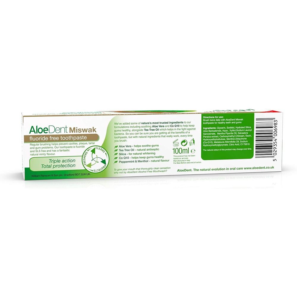 AloeDent - Miswak Toothpaste Infused With Co Q10 And Tea Tree Oil - Pack of 2 - 100ml