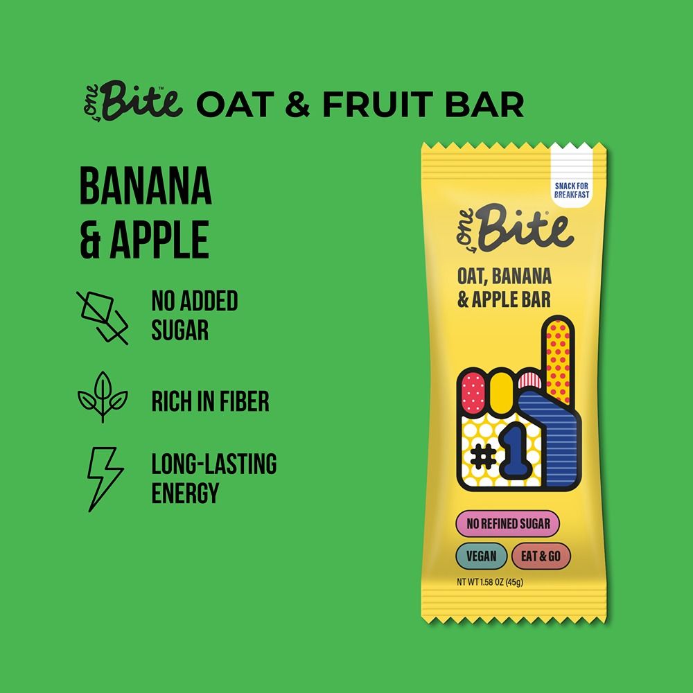 One Bite - Fruit & Oat Bar - Banana and Apple - 45g - Pack of 20