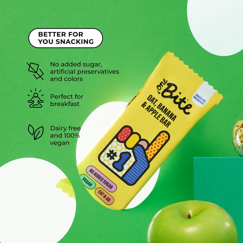 One Bite - Fruit & Oat Bar - Banana and Apple - 45g - Pack of 20