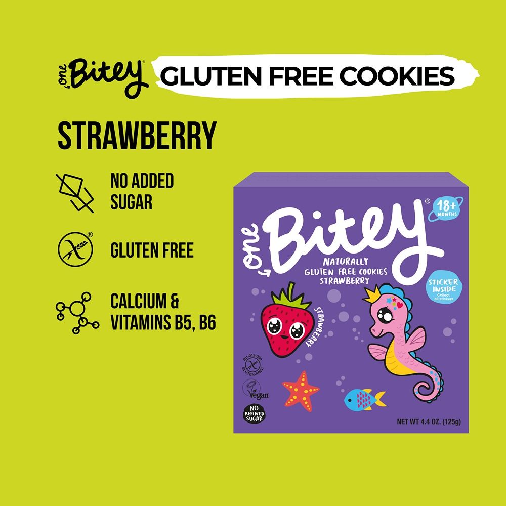 One Bite - Gluten-Free Cookies - Strawberry Flavour - 125 g