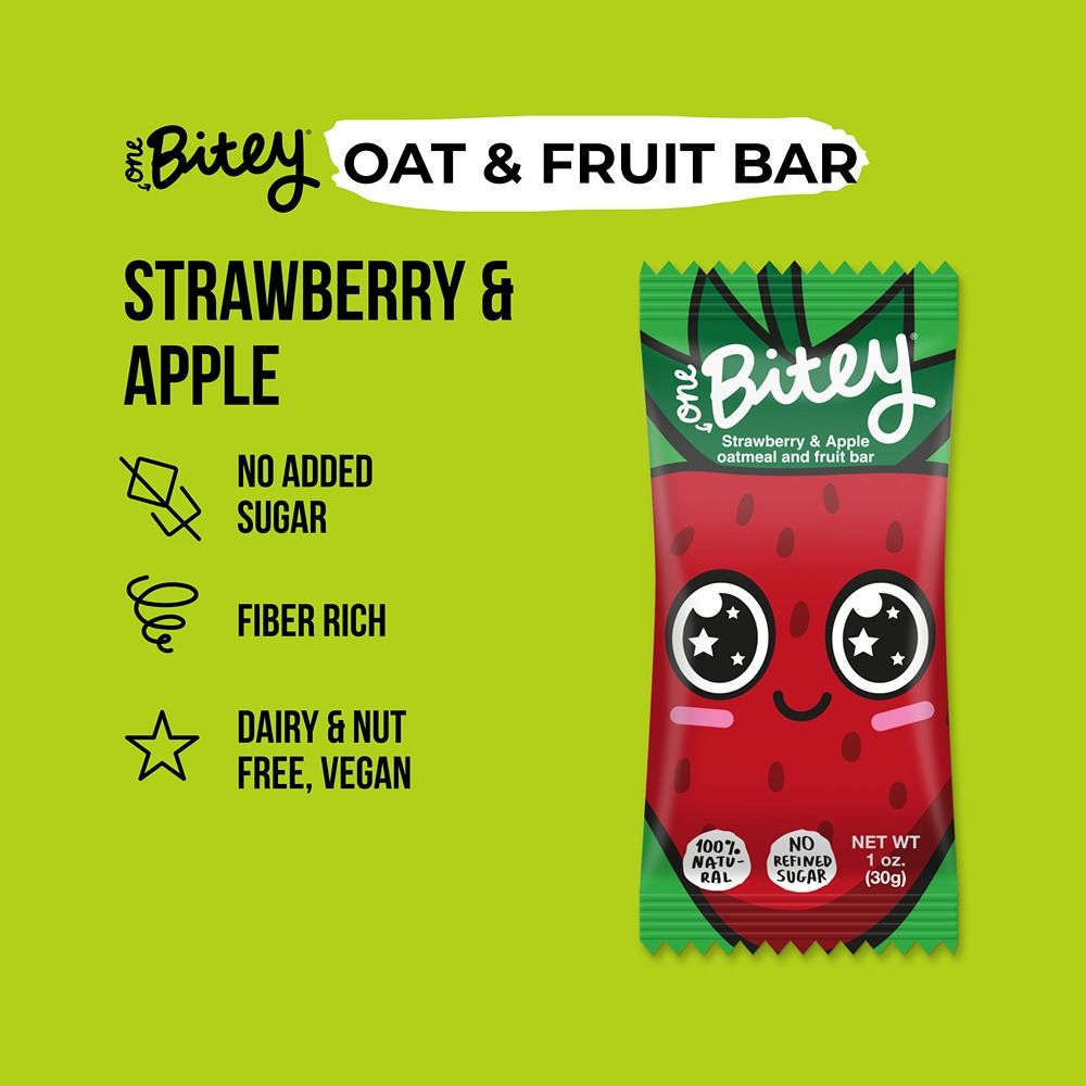 One Bitey - Fruit & Oat Bars - Strawberry and Apple - 30g - Pack of 20