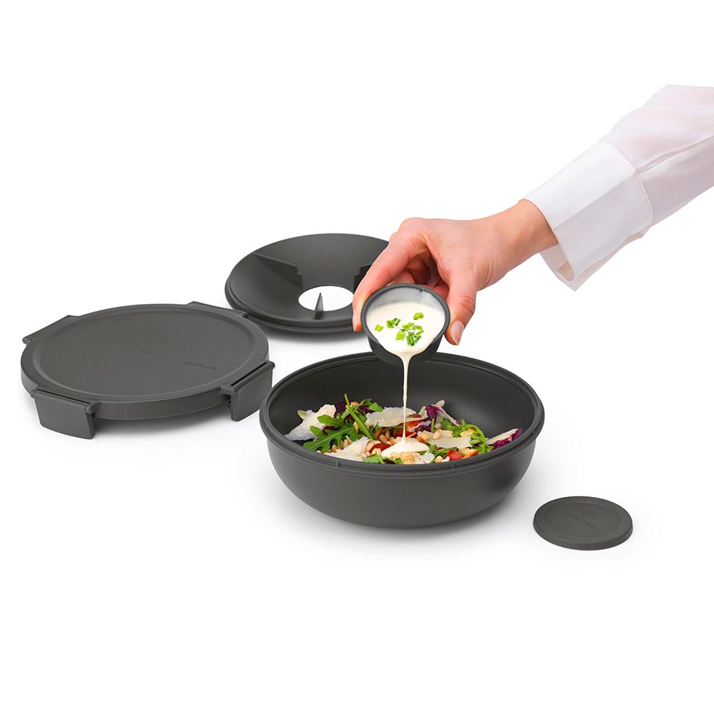 Brabantia - Make And Take Plastic Salad Bowl - Dark Grey - 1.3 L