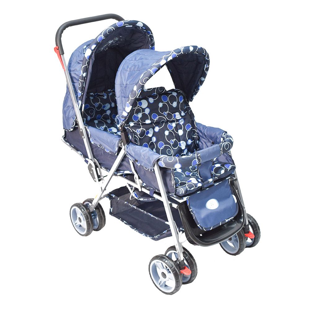 Amla Baby - Double Strollers With Safety Belt - Blue