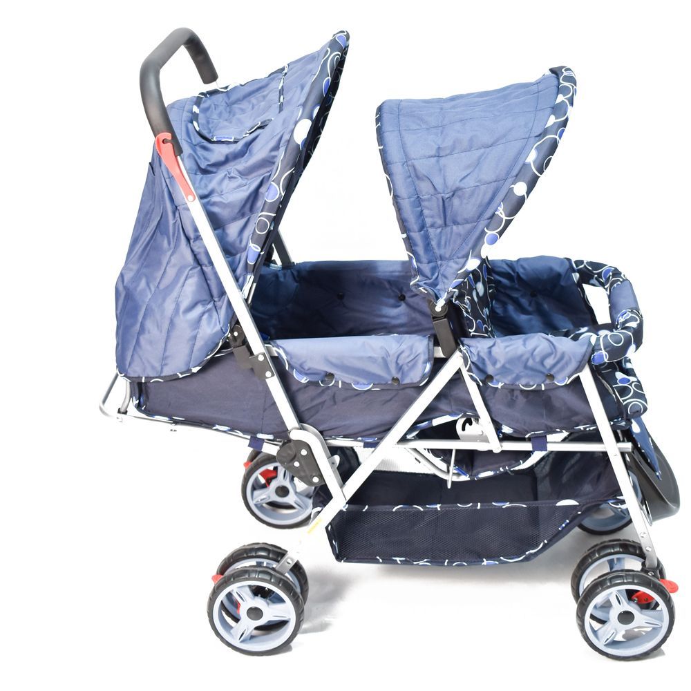 Amla Baby - Double Strollers With Safety Belt - Blue