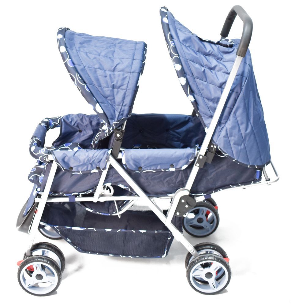 Amla Baby - Double Strollers With Safety Belt - Blue