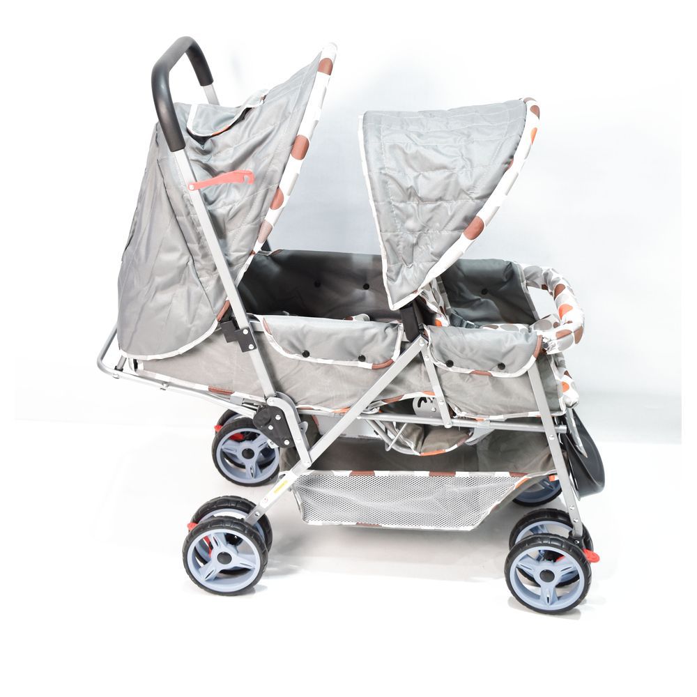 Amla Baby - Double Strollers With Safety Belt - Beige