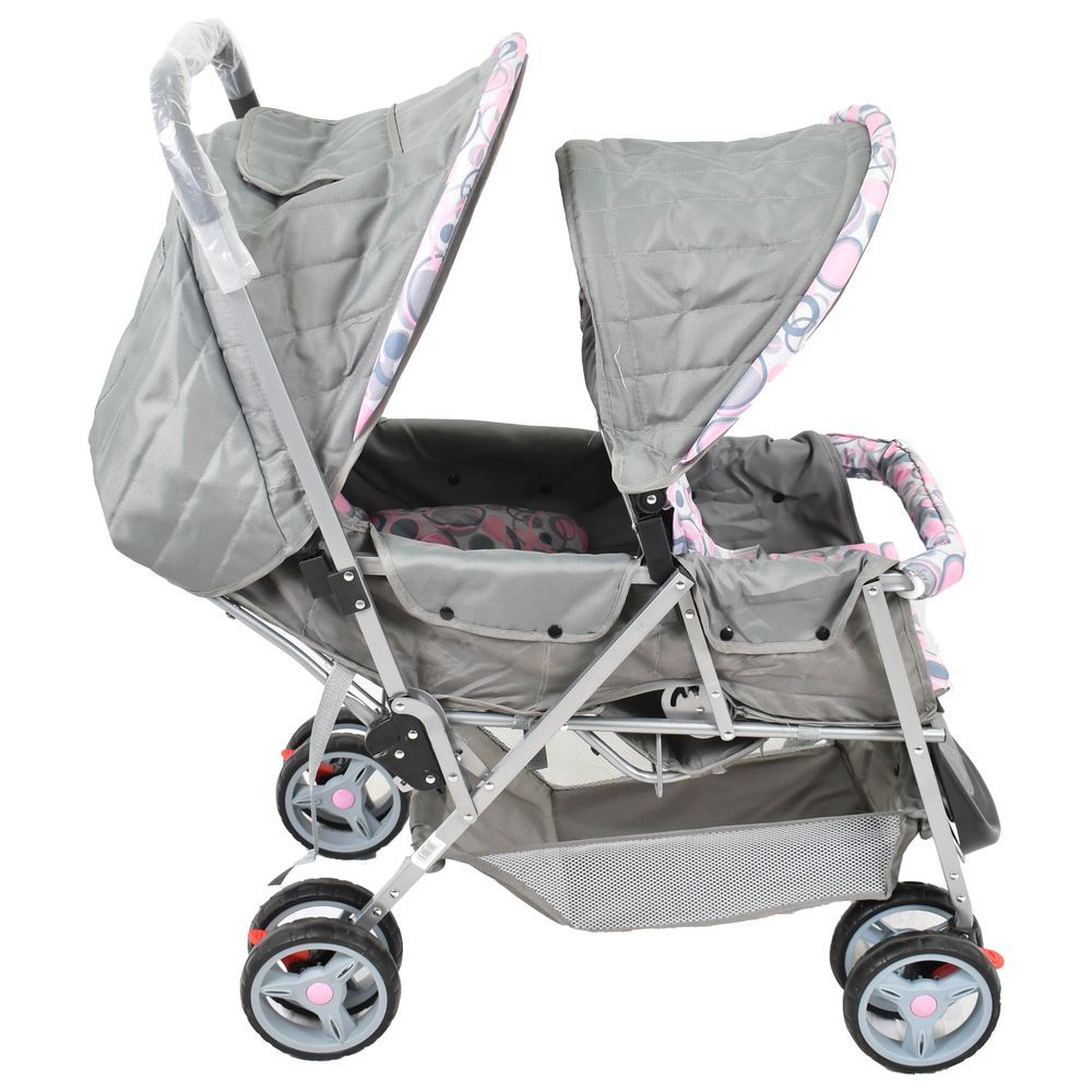 Amla Baby - Double Strollers With Safety Belt - Pink