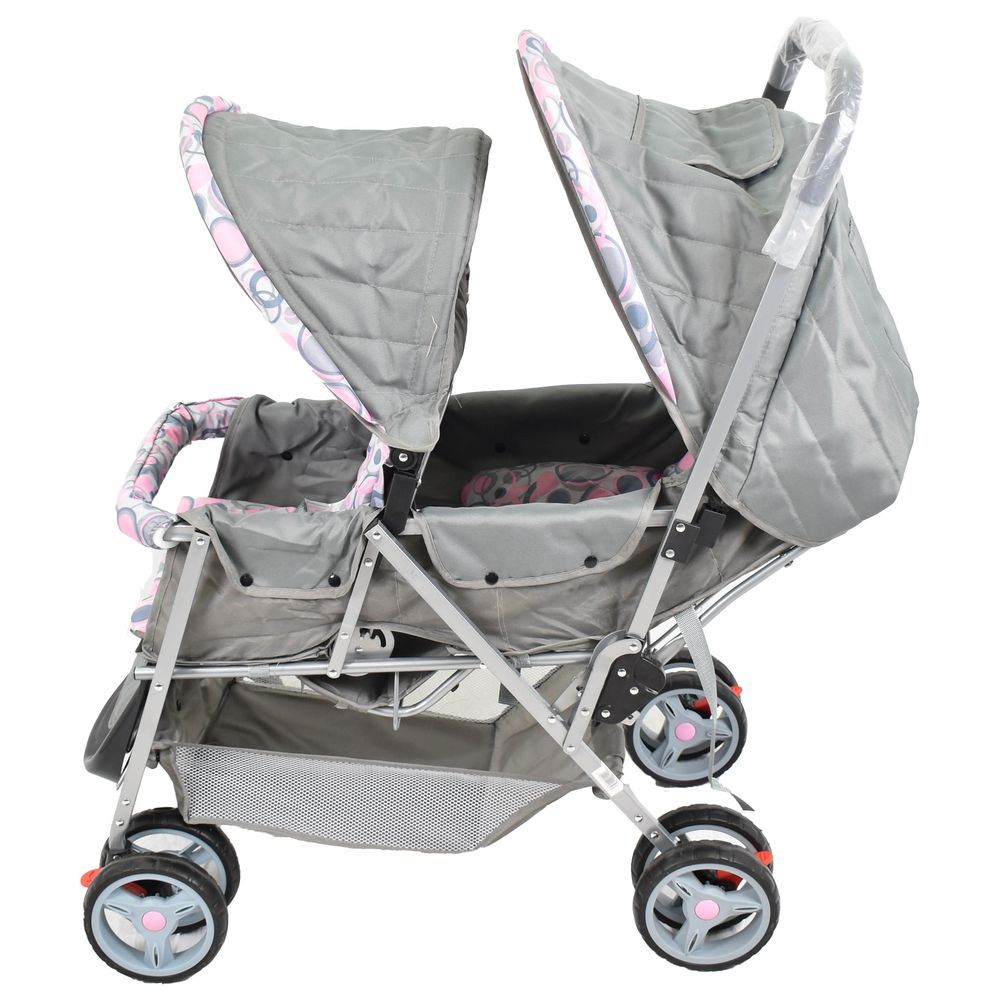 Amla Baby - Double Strollers With Safety Belt - Pink