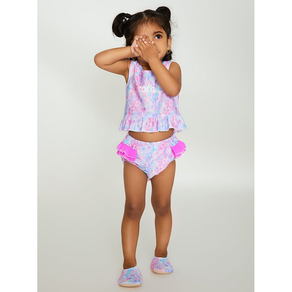 Coega Sunwear - Baby Girls Swim Diaper - Purple Abstract Drops