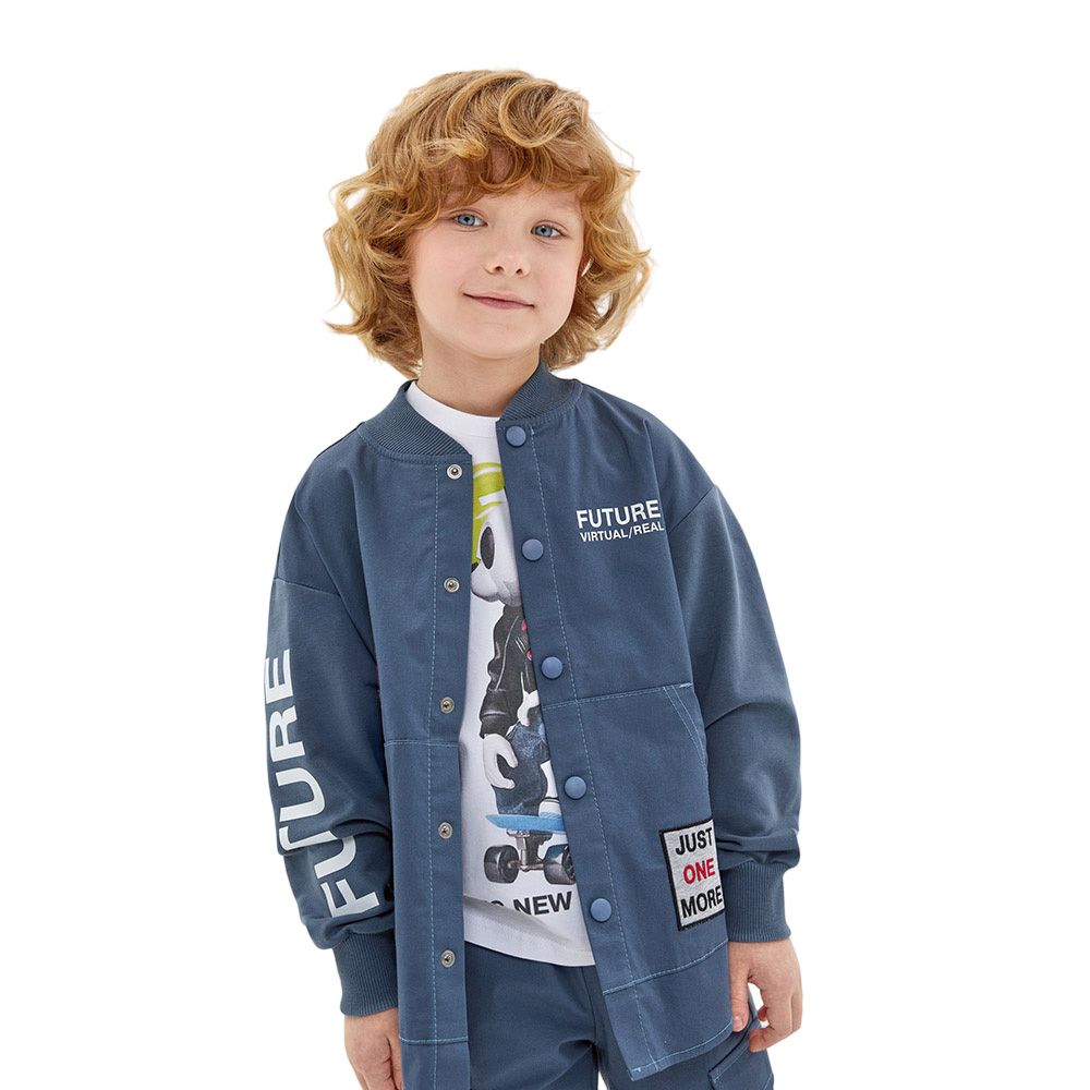 Bell Bimbo - Boys Sticker And Print Jacket - Blue