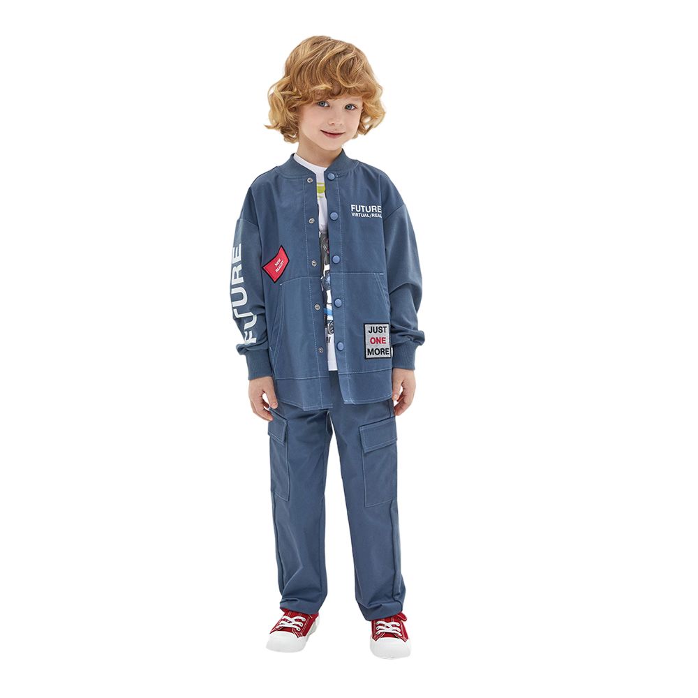 Bell Bimbo - Boys Sticker And Print Jacket - Blue