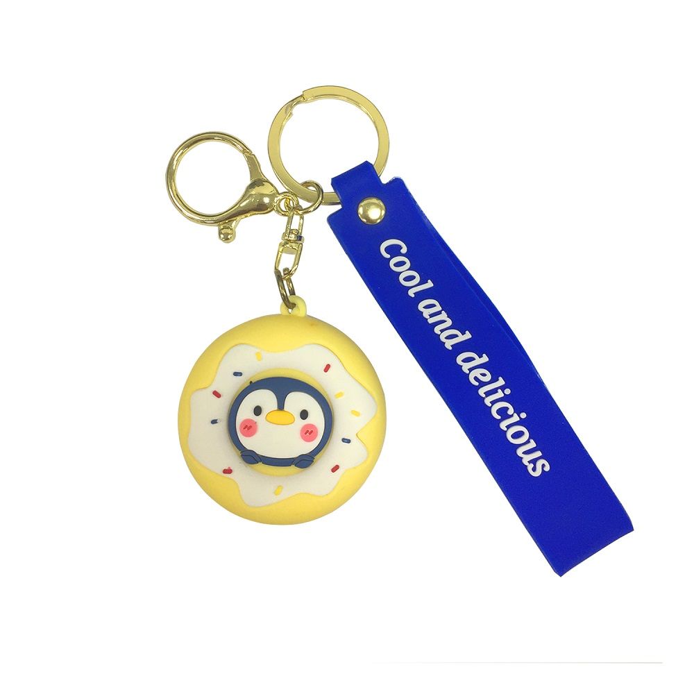 Brain Giggles - Kawaii Silicone Key Chain Holder - Donut - Yellow