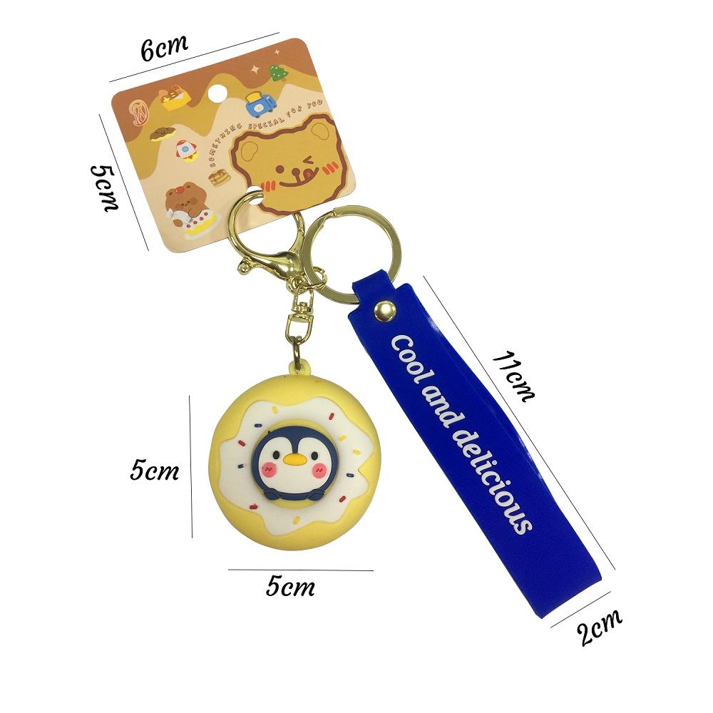 Brain Giggles - Kawaii Silicone Key Chain Holder - Donut - Yellow